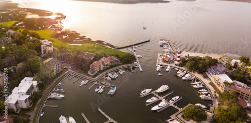 Aerial panoramic view of Harbour Town, Hilton Head, South Carolina. photo