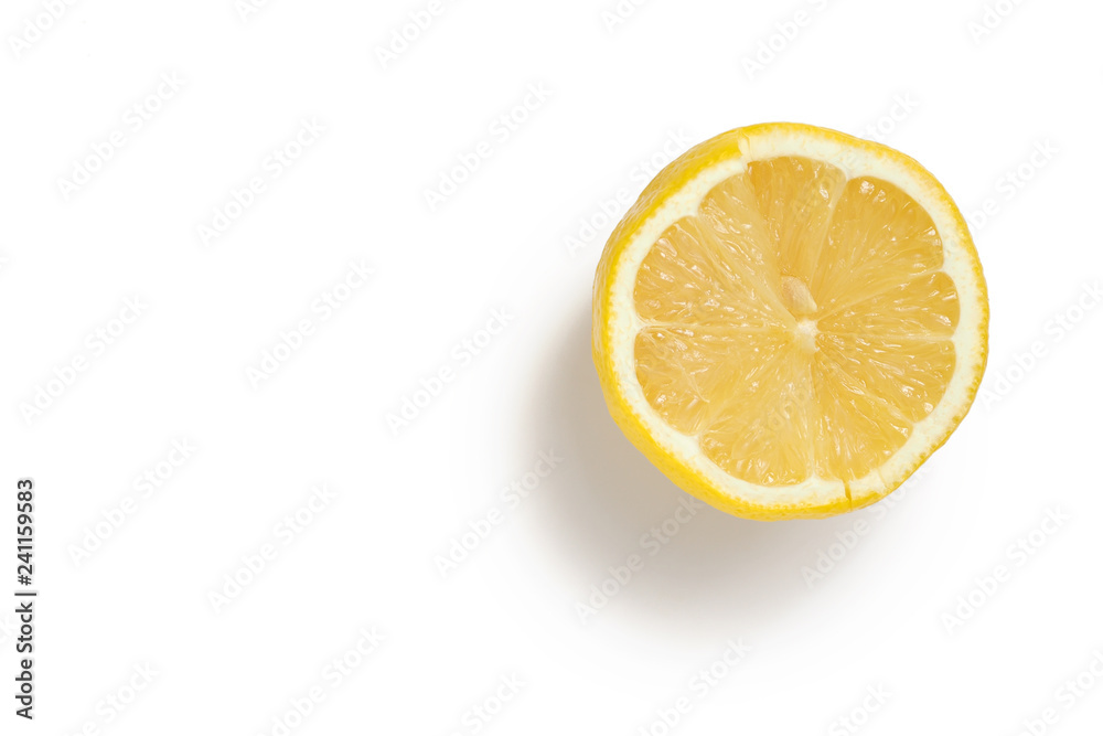 Sliced lemon on white background