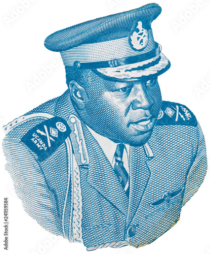 Idi Amin Dada portrait on Ugandan 5 shilling banknote isolated photo
