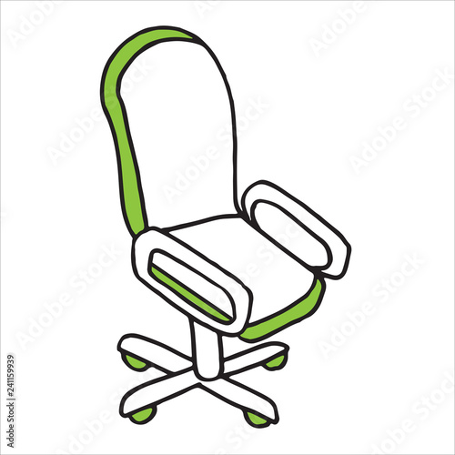 Office chair doodle icon isolated on white background