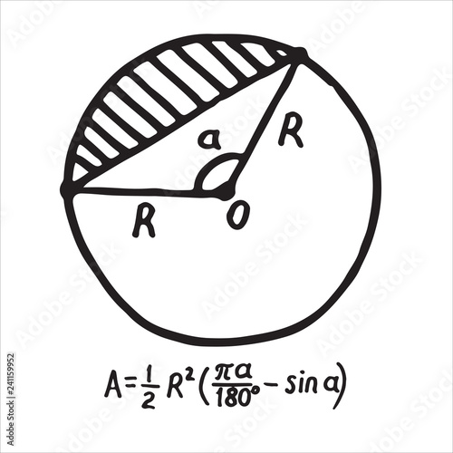 Hand drawn circular segment Area. Sketch for education, icon