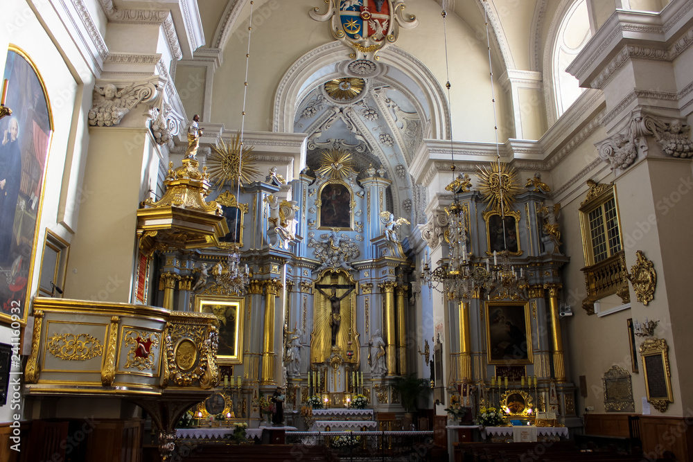 Rzeszow, Poland - October 07, 2013: The interior of the ancient Catholic Church