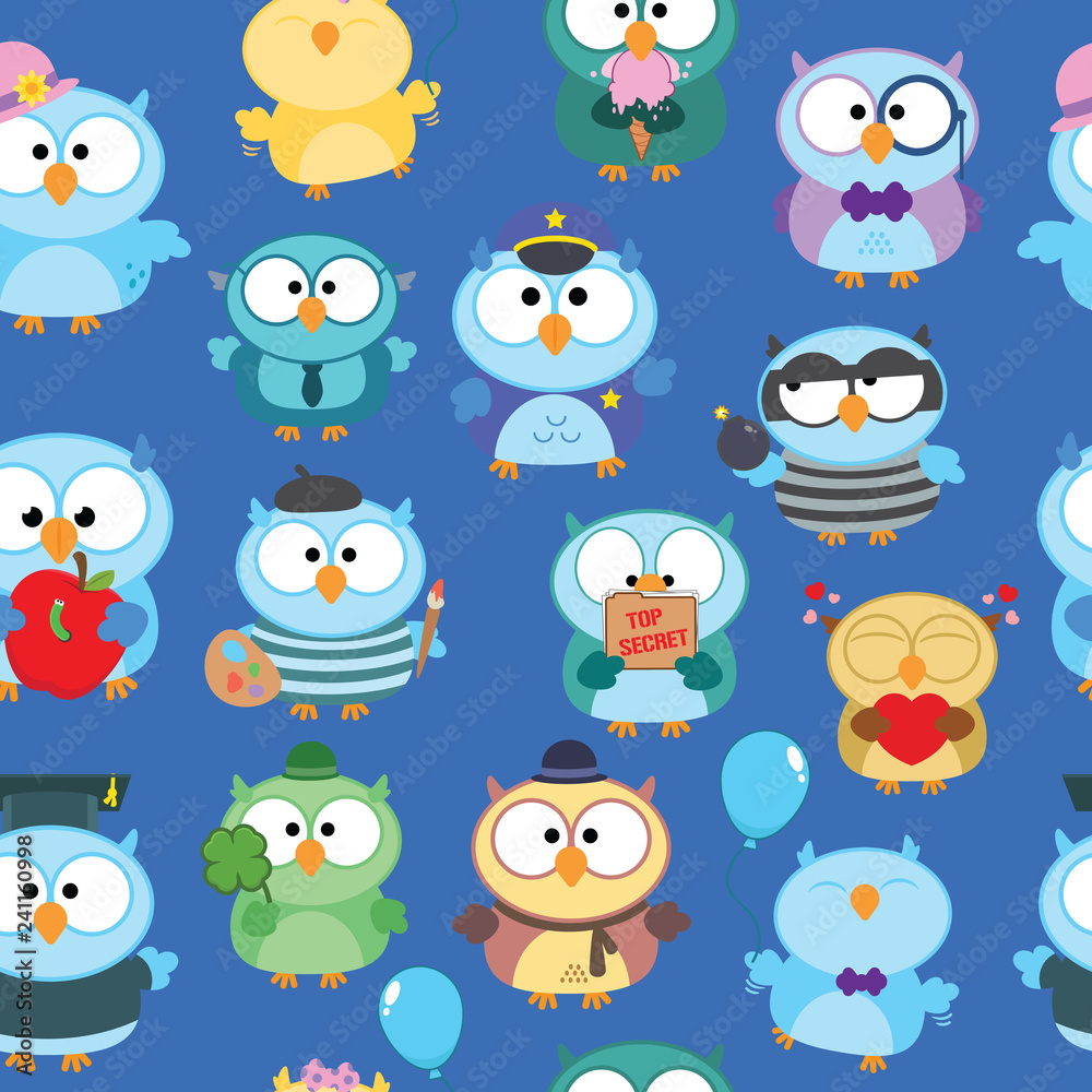 Seamless Cartoon Owl Pattern Seamless Cartoon Owl Pattern