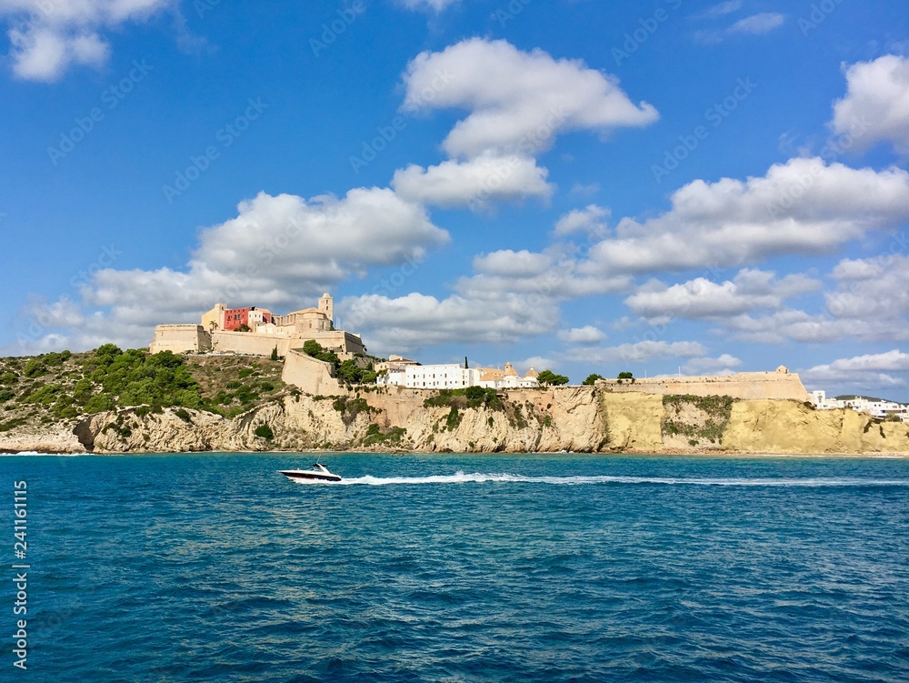 View of the old town of ibiza from the sea. Island of ibiza, Spain.