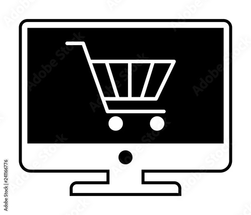 Online shopping - flat vector icon