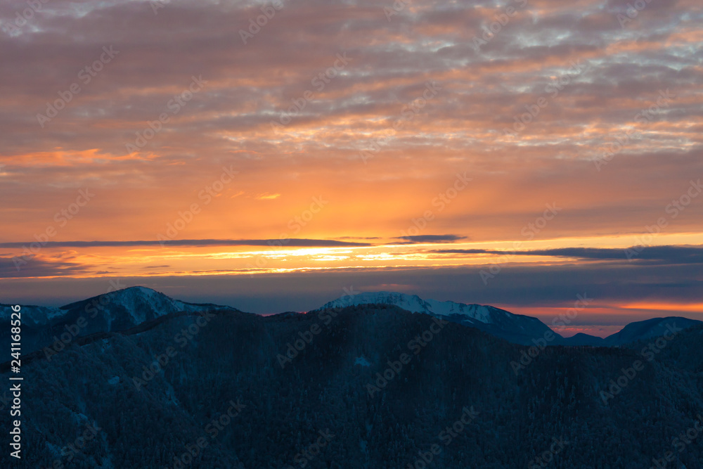 Mountain sunset winter unique!