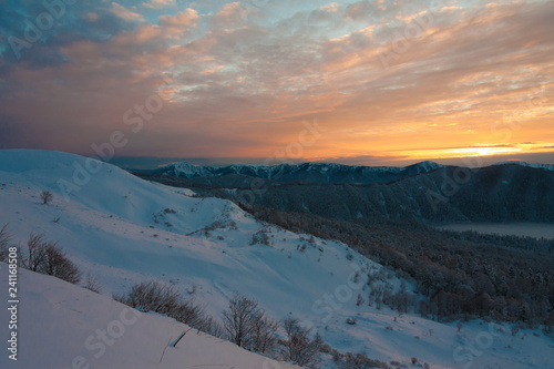 Mountain sunset winter unique! © erainbow