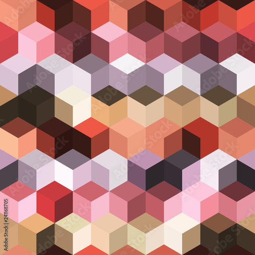 Hexagon grid seamless vector background. Stylized polygons bauhaus corners geometric design. Trendy colors hexagon cells pattern for card or cover. Honeycomb shapes mosaic backdrop.