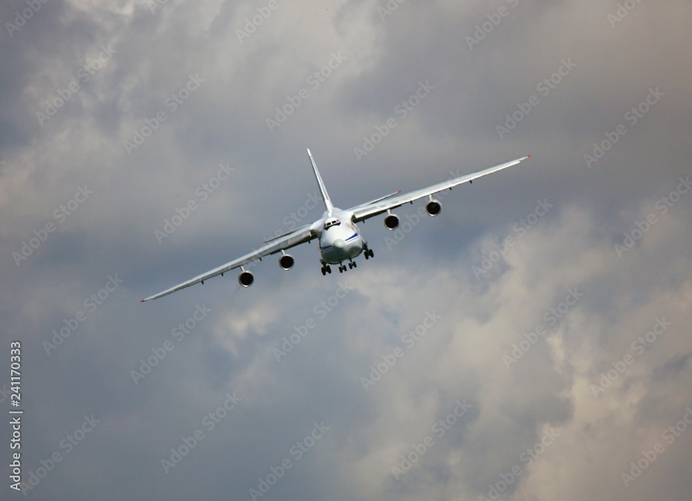 Military transport aircraft An 124 in flight Military transport aircraft An 124 in flight