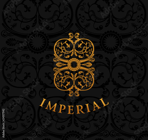 Vintage emblem. Flourishes crest. Calligraphic Floral royal design.