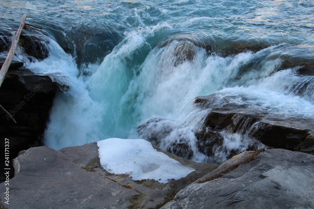 Athabasca River Flowing Over Rocks, Jasper National Park, Alberta