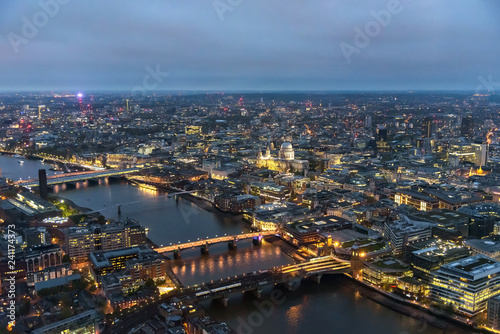Aerial view of river Thames in London at dusk © mkos83