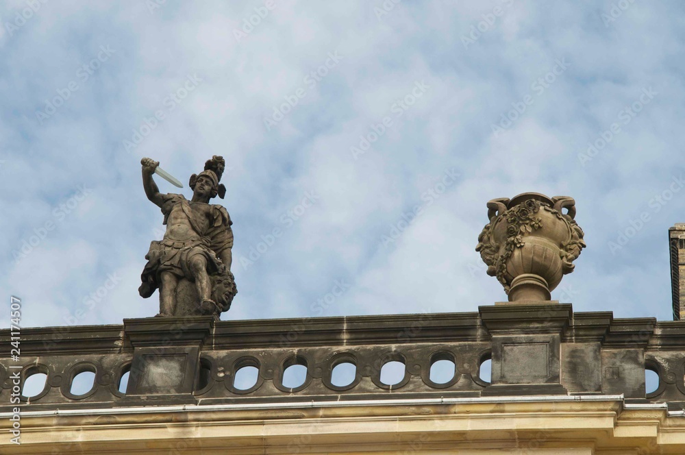 Naklejka premium Statue with Sword and Urn
