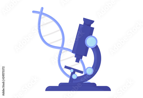 DNA helix research vector icon with DNA structure and microscope.
