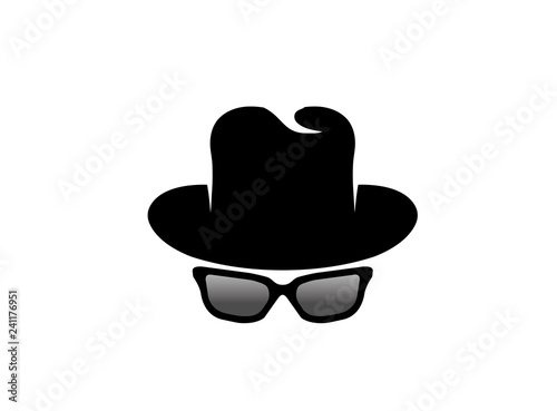 Inspector hat and glasses logo design 