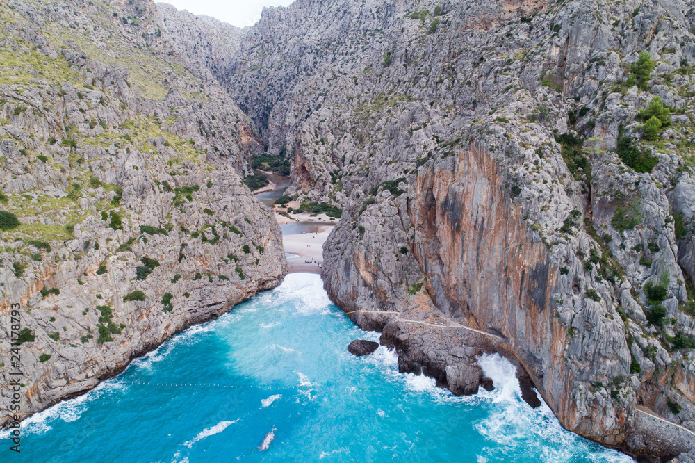 Torrent de Pareis - deepest canyon of Mallorca island, Spain
