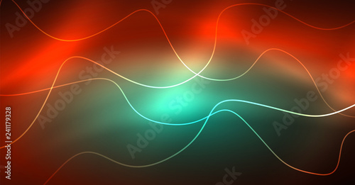 Neon lines wave background. Abstract composition