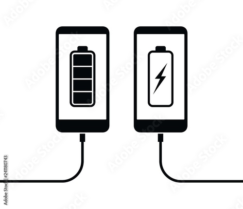 Cell mobile phone battery charging icon