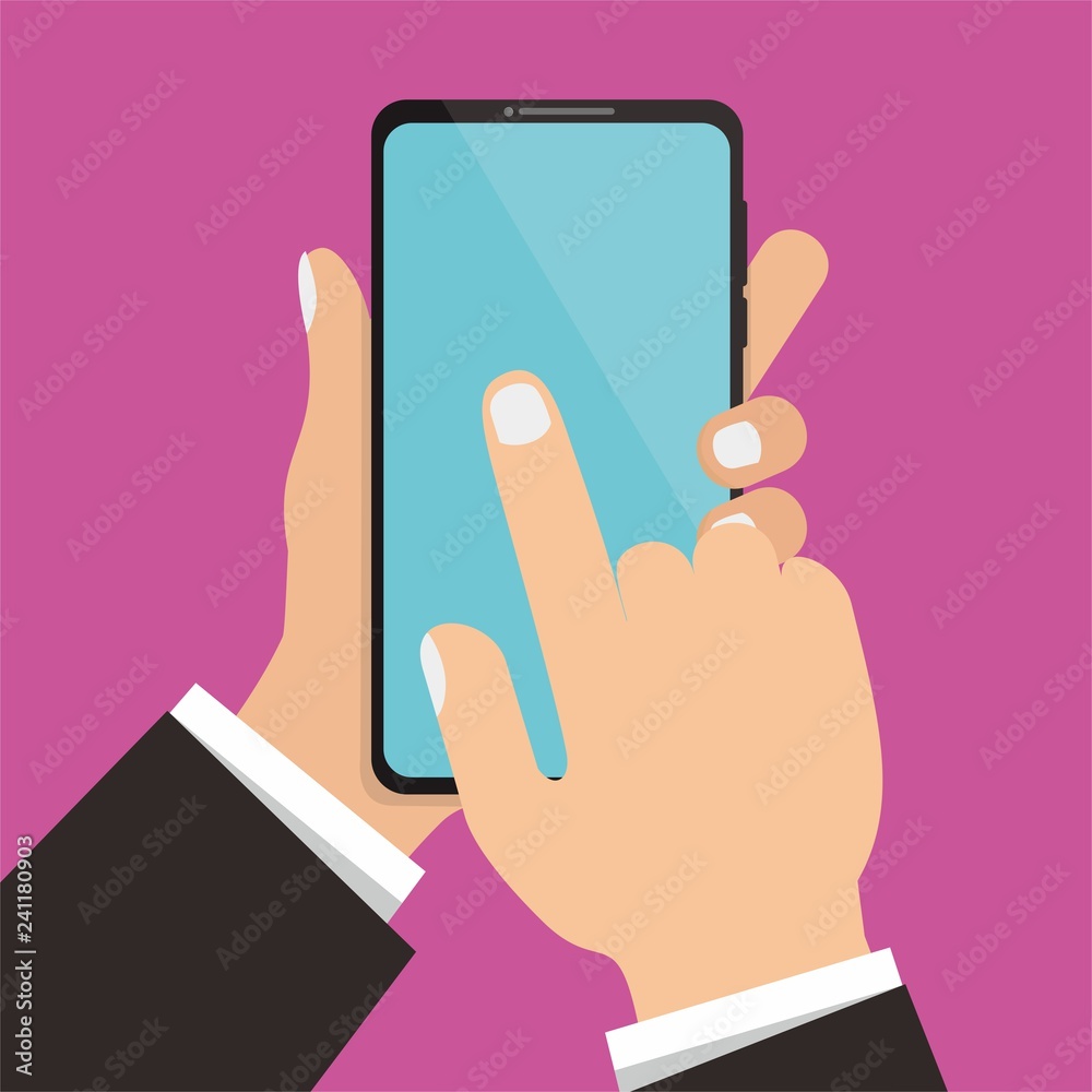 Holding smartphone vector illustration with flat style design 