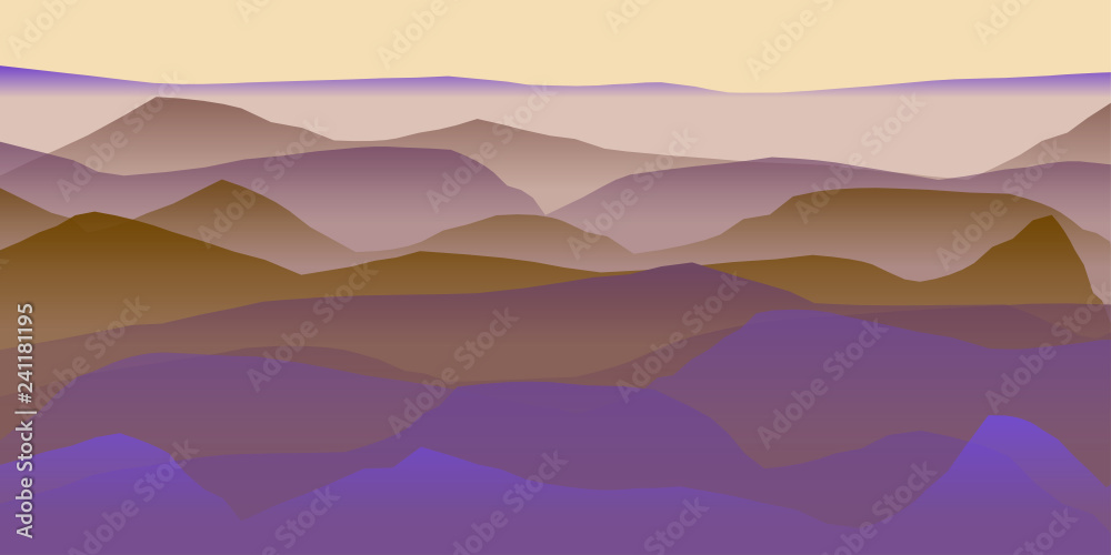 Fototapeta Farbige Berge, Wellen, abstrakte Oberfläche, moderner Hintergrund, Vektorgrafik Illustration für dein Projekt