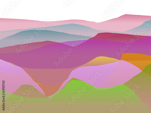Farbige Berge, Wellen, abstrakte Oberfläche, moderner Hintergrund, Vektorgrafik Illustration für dein Projekt