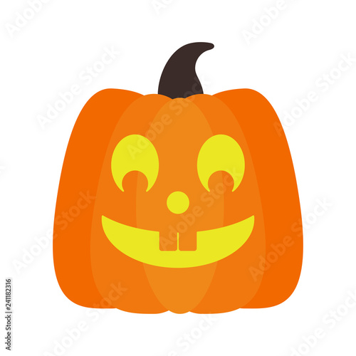 Lighted Halloween Jack O' Lantern Pumpkin - Lighted Halloween Jack O' Lantern pumpkin with happy face isolated on white background