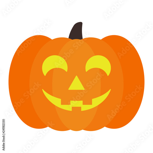 Lighted Halloween Jack O' Lantern Pumpkin - Lighted Halloween Jack O' Lantern pumpkin with happy face isolated on white background