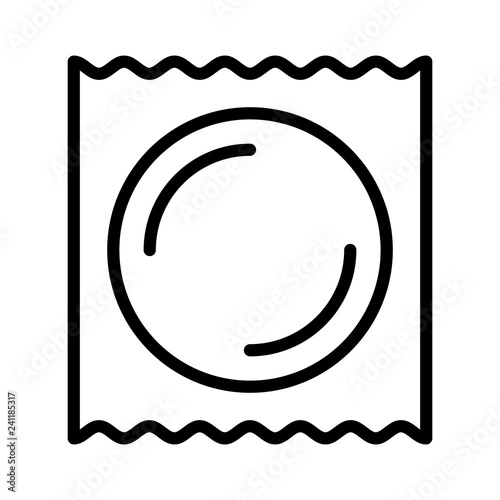 Wrapped condom for safe sex line art vector icon for apps and websites