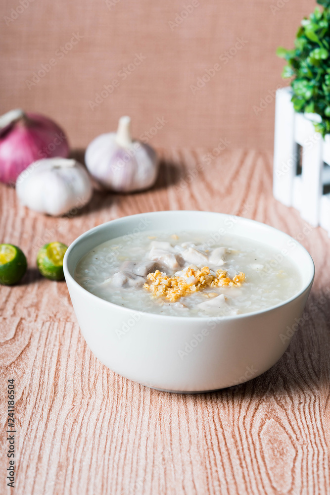 ox tripe congee or also known as goto best topped with fried garlic and calamansi juice ox tripe congee or also known as goto best topped with fried garlic and calamansi juice