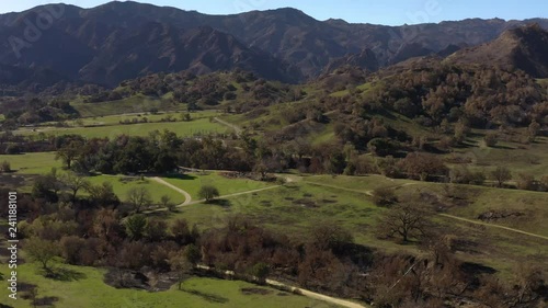 Aerial Drone Footage Pan Up and Right Towards Hills