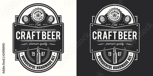 Beer label on light and dark background. Vector illustration. Vintage style