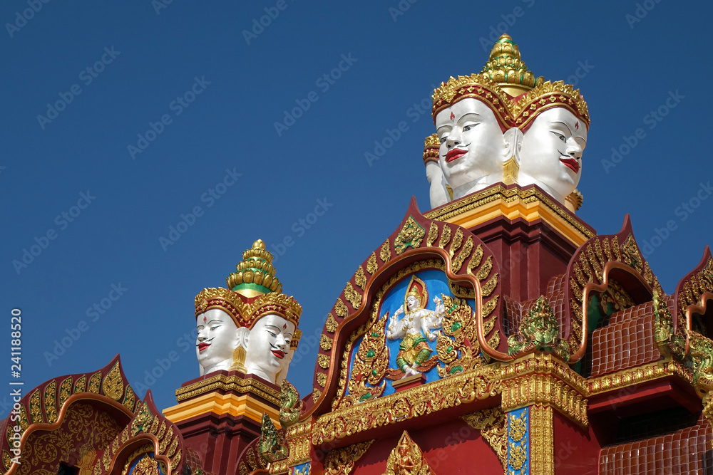 The Brahma statue of Wat Bang Thong, Krabi province, Thailand. Selective focus.
