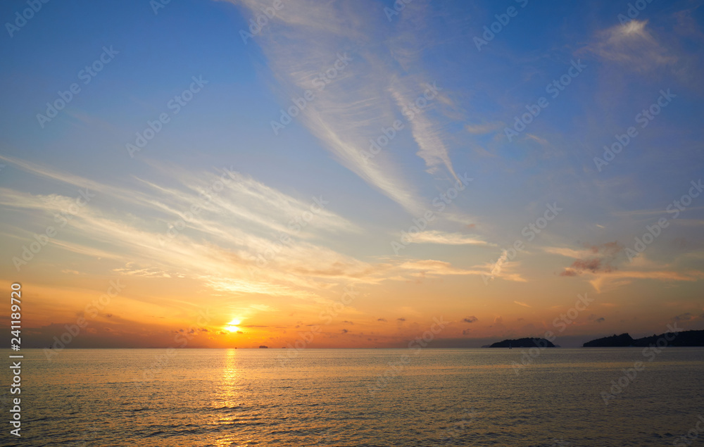 Beautiful sunrise in the sea at Phuket province, Thailand