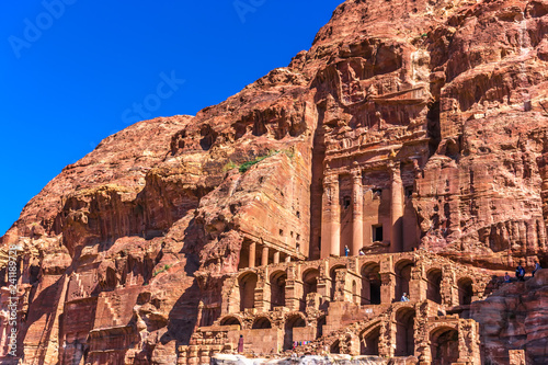 Petra, Jordan - Feb 15th 2018 - The temples of Petra carved in the mountains of Petra in Jordan