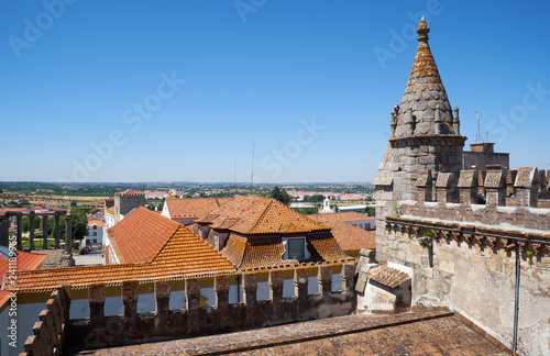 The view from the roof of the Evora Cathedral on the residential houses. Evora. Portugal