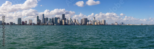 Beautiful panoramic view of a modern Downtown Cityscape during a sunny evening. Taken in Miami, Florida, United States of America. © edb3_16