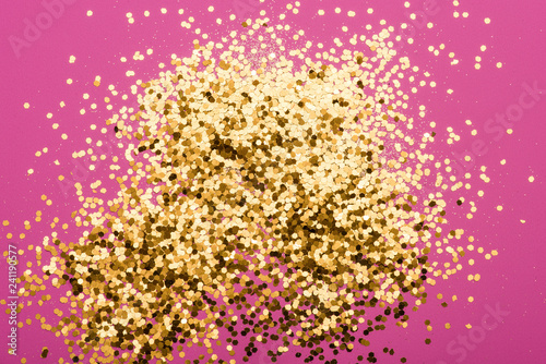 gold glitter on pink