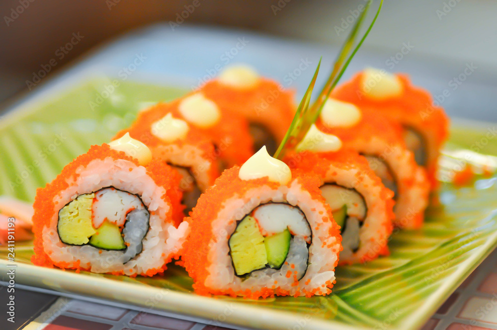 Japanese roll or california maki Japanese roll or california maki