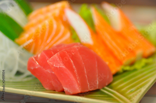 sashimi or raw fish or raw tuna