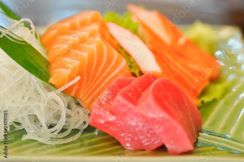 sashimi, raw fish or raw tuna