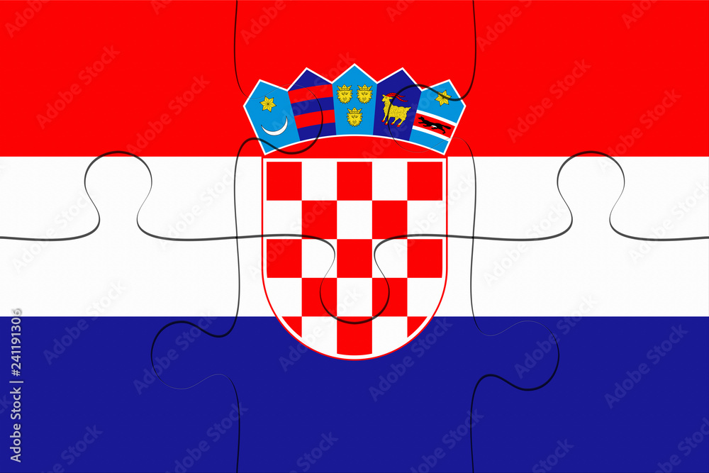 Croatia Flag Jigsaw Puzzle, 3d illustration background