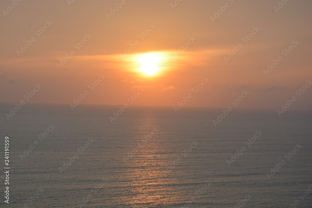close up sunset on the pacific ocean by a hot Peruvian evenng