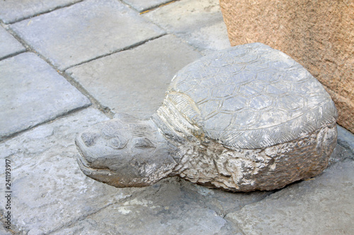 turtle stone sculpture in a temple