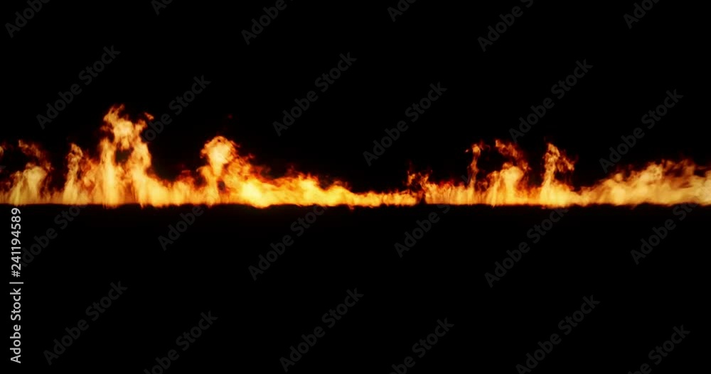 realistic fire flames burn with ash rise movement frame on black background, with alpha