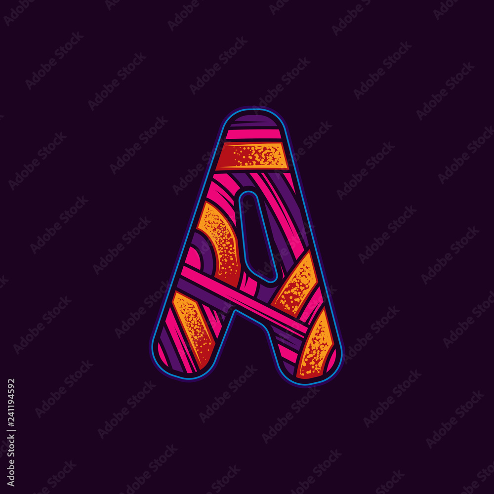 Letter A in the original neon style. Vector design element isolated on dark background. Letter A in the original neon style. Vector design element isolated on dark background.