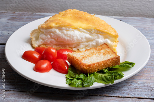 salad and toast with omellete for breakfast