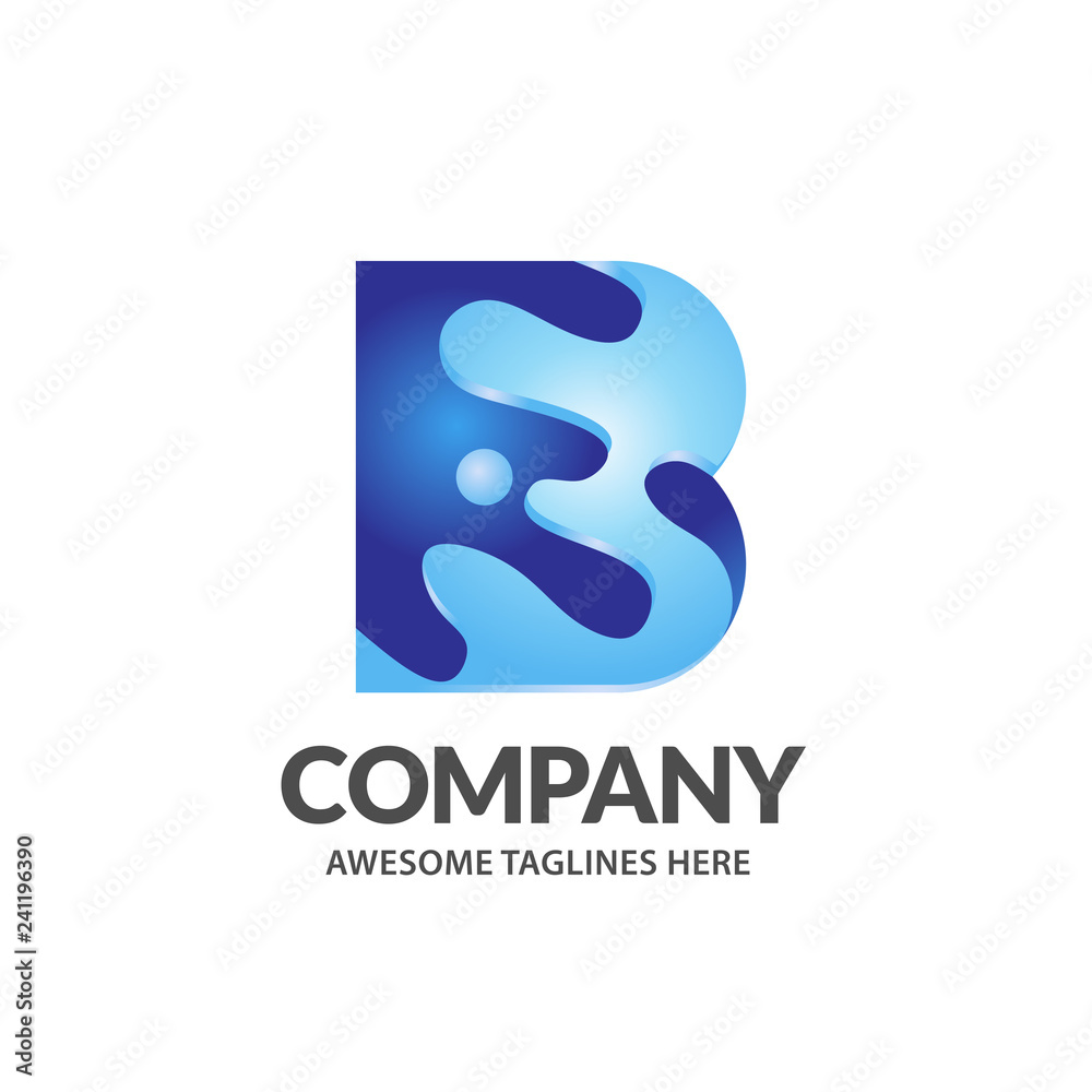 creative initial letter b with splash art style color logo vector