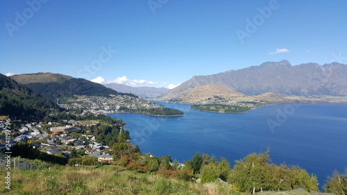 This is a mountain lookout of Queenstown, New Zealand. This is one of New Zealand's top travel destinations. There are many activities to do or just enjoy the beautiful nature here.