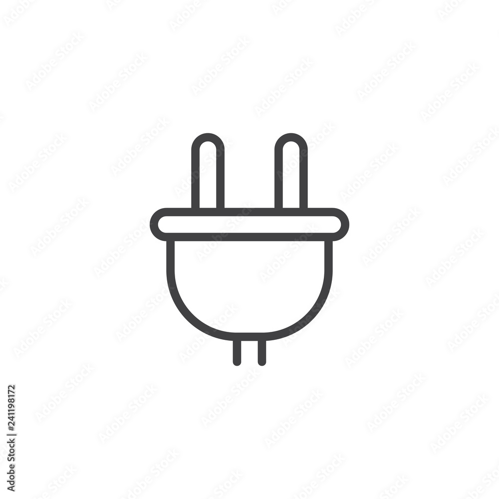 Power plug outline icon. linear style sign for mobile concept and web design. Electrical plug simple line vector icon. Symbol, logo illustration. Pixel perfect vector graphics Power plug outline icon. linear style sign for mobile concept and web design. Electrical plug simple line vector icon. Symbol, logo illustration. Pixel perfect vector graphics