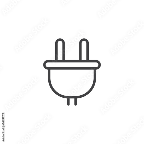 Power plug outline icon. linear style sign for mobile concept and web design. Electrical plug simple line vector icon. Symbol, logo illustration. Pixel perfect vector graphics